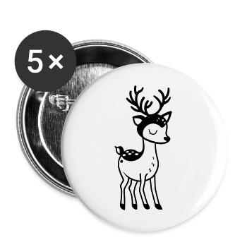 Hirsch - Buttons groß 56 mm (5er Pack) - Weiß - Vorne
