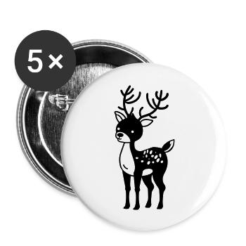 Hirsch - Buttons groß 56 mm (5er Pack) - Weiß - Vorne