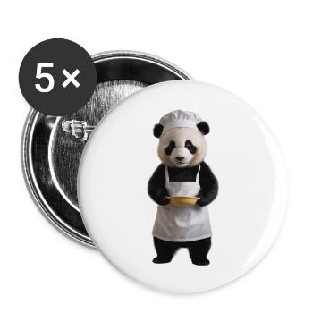 Panda cuisinier - Lot de 5 grands badges (56 mm) - blanc - Devant