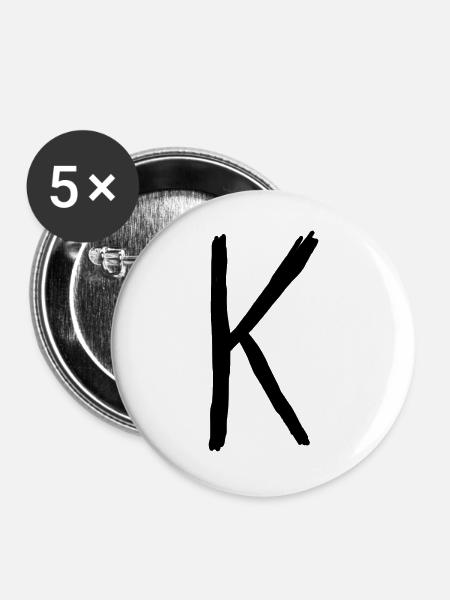 Buchstaben K - Buttons groß 56 mm (5er Pack) - Weiß