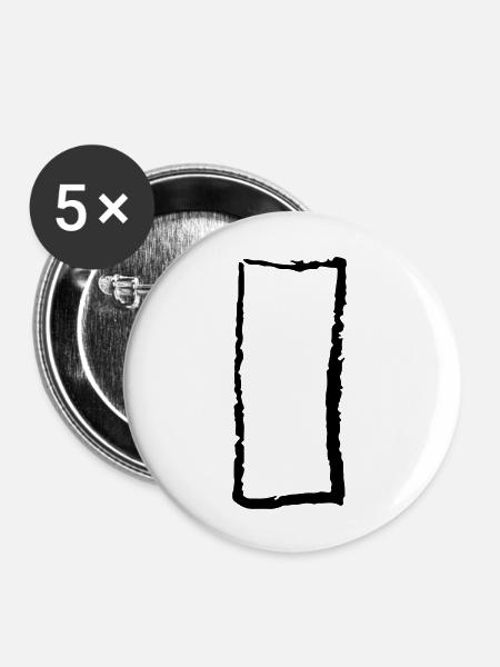 Rechteck - Buttons groß 56 mm (5er Pack) - Weiß