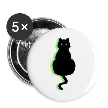 Neon Katze - Buttons groß 56 mm (5er Pack) - Weiß - Vorne