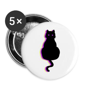 Leuchtkatze pink - Buttons groß 56 mm (5er Pack) - Weiß - Vorne