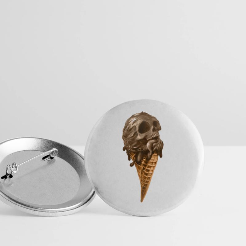 Softeis mit ätherischem Totenkopf Buttons groß 56 mm (5er Pack)
