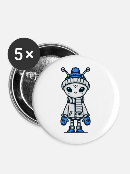 alien comic - Buttons groß 56 mm (5er Pack) - Weiß