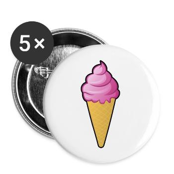 Himbeeren Eis Kostüme Eiscreme Himbeereis Eistüte - Buttons groß 56 mm (5er Pack) - Weiß - Vorne