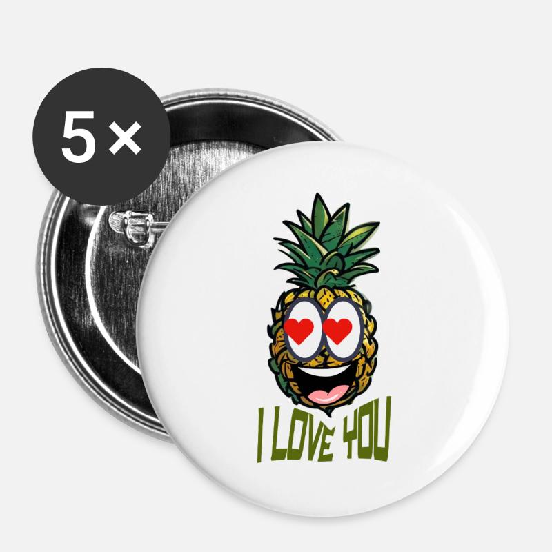 I LOVE YOU - Buttons large 2.2''/56 mm (5-pack) - white