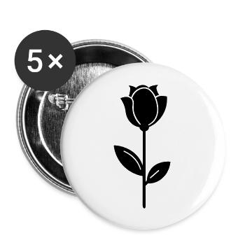 Pink Flower - Buttons large 2.2''/56 mm (5-pack) - white - Front