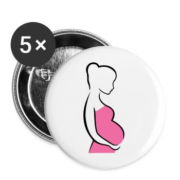 Schwangere Silhouette - Buttons groß 56 mm (5er Pack) - Weiß - Vorne