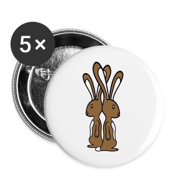 2 bunnies standing watching team friends crew brothers - Buttons large 2.2''/56 mm (5-pack) - white - Front