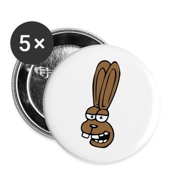 Hase Kaninchen Häschen Cartoon albern Hasenzähne - Buttons groß 56 mm (5er Pack) - Weiß - Vorne