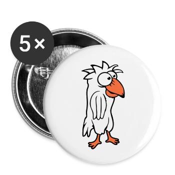 Parrot bird looks funny stupid anxious confused - Buttons large 2.2''/56 mm (5-pack) - white - Front