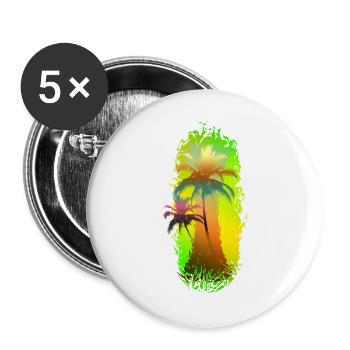 Palmen bunt - so sieht Urlaub aus - Buttons groß 56 mm (5er Pack) - Weiß - Vorne