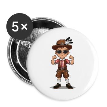 Garçon à Lederhosen Bière JGA Majorque Bavière Alcool - Lot de 5 grands badges (56 mm) - blanc - Devant