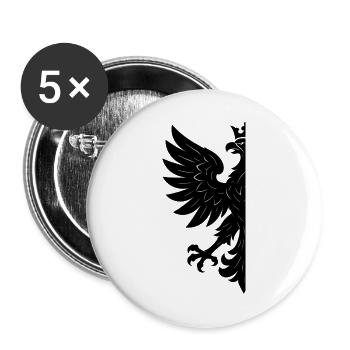 Polen Polska Adler Flagge Fahne schwarz Geschenk - Buttons groß 56 mm (5er Pack) - Weiß - Vorne