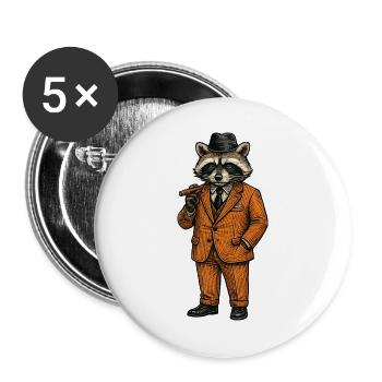 Raccoon Gentleman with Cigar - Buttons large 2.2''/56 mm (5-pack) - white - Front