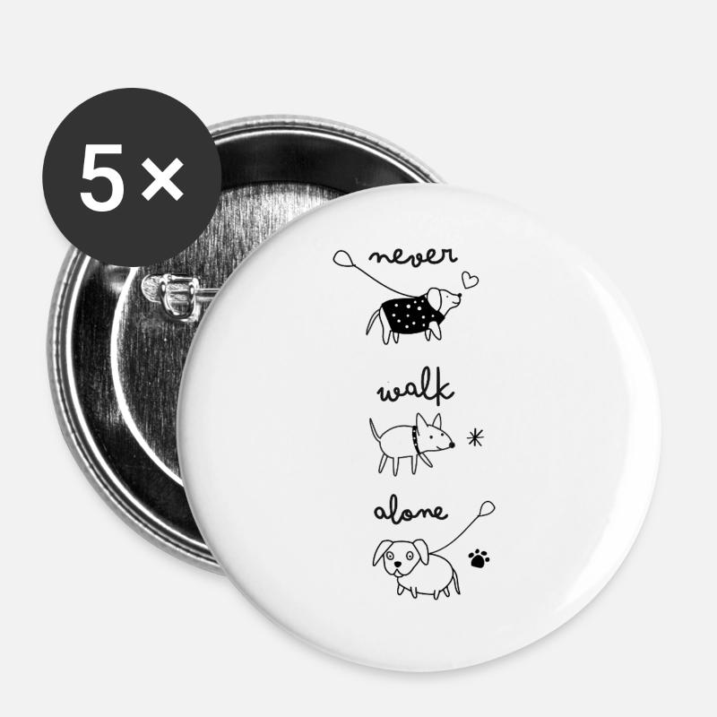 never walk alone - Buttons large 2.2''/56 mm (5-pack) - white