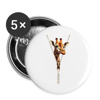 Stilisierte Giraffe mit Reißverschluss - Buttons groß 56 mm (5er Pack) - Weiß - Vorne