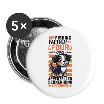 Fishing and Argentine Pila - Buttons large 2.2''/56 mm (5-pack) - white - Front