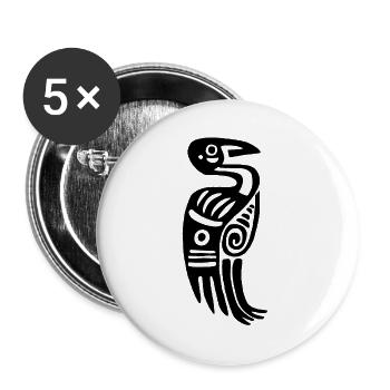 Black Tribal Bird - Buttons large 2.2''/56 mm (5-pack) - white - Front