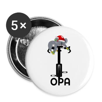 CHRISTMAS GRANDPA BICYCLE CYCLIST - Buttons large 2.2''/56 mm (5-pack) - white - Front