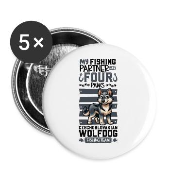 Angeln und Tschechoslowakischer Wolfhund - Buttons groß 56 mm (5er Pack) - Weiß - Vorne