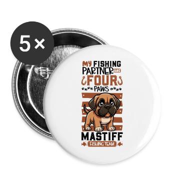Fishing and English Setter - Buttons large 2.2''/56 mm (5-pack) - white - Front