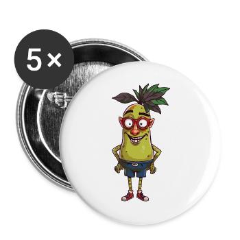 Obst - Buttons groß 56 mm (5er Pack) - Weiß - Vorne