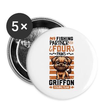 Angeln und Griffon Bruxellois - Buttons groß 56 mm (5er Pack) - Weiß - Vorne