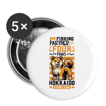 Angeln und Hovawart - Buttons groß 56 mm (5er Pack) - Weiß - Vorne