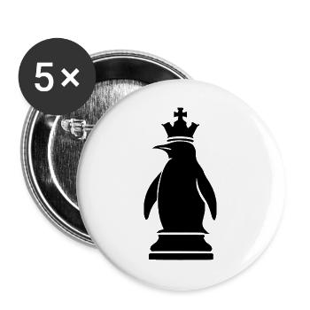 Skurriler Pinguin Schachspieler Minimalistisch - Buttons groß 56 mm (5er Pack) - Weiß - Vorne