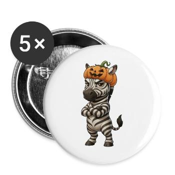 Grimmiges Zebra Halloween Schmollen Arme - Buttons groß 56 mm (5er Pack) - Weiß - Vorne