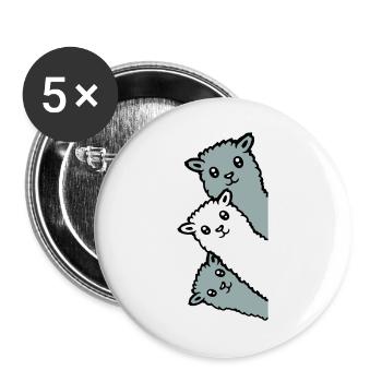 3 Alpacas Llamas Looking Curious Animal Heads Joy - Buttons large 2.2''/56 mm (5-pack) - white - Front