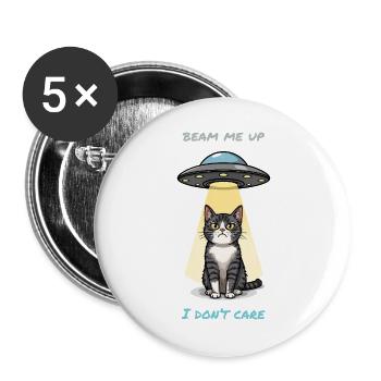 Irritated Cat & UFO Beam – “Beam Me Up” Meme - Buttons large 2.2''/56 mm (5-pack) - white - Front