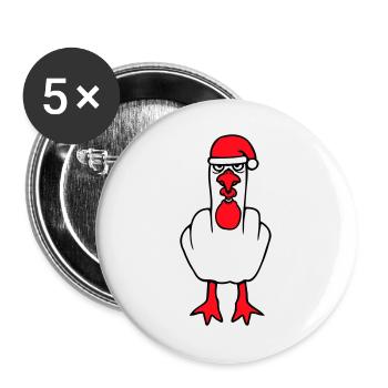 Mouette Doigt d’Honneur Baise Vous Noël En Colère - Lot de 5 grands badges (56 mm) - blanc - Devant