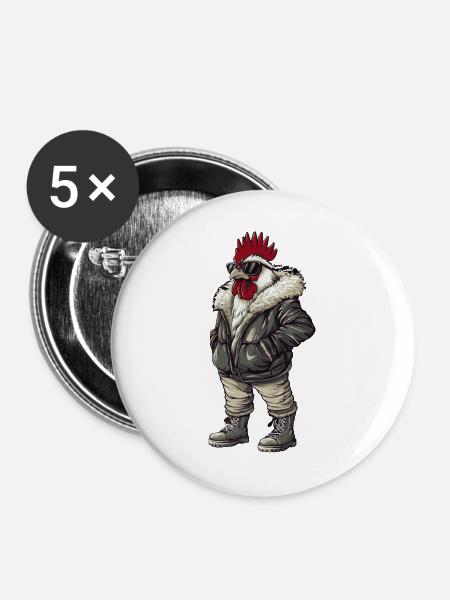 Hahn Cool Winter - Buttons groß 56 mm (5er Pack) - Weiß