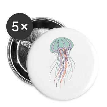 Pastellqualle Illustration - Buttons groß 56 mm (5er Pack) - Weiß - Vorne