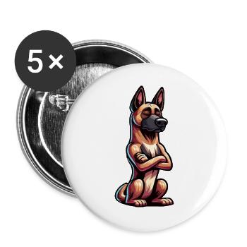 Malinois Belgian Shepherd Malinois Owner - Buttons large 2.2''/56 mm (5-pack) - white - Front