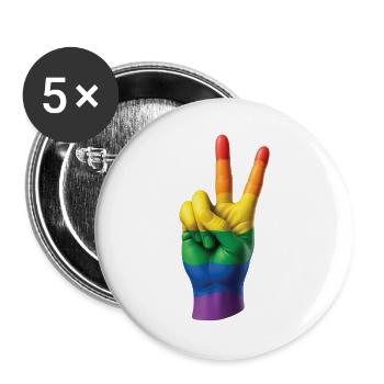 PRIDE PEACE HAND - peace & love - Buttons large 2.2''/56 mm (5-pack) - white - Front