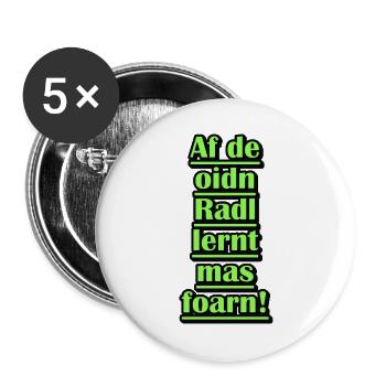 Neongrüner Fahrrad-Lernspruch - Buttons groß 56 mm (5er Pack) - Weiß - Vorne