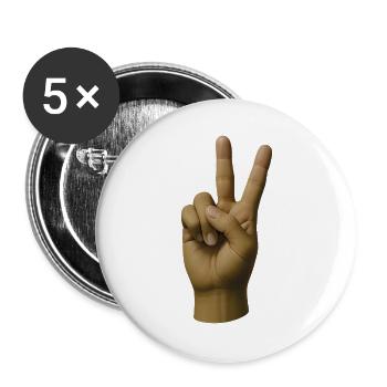 FRIEDENS-HAND #1 – Frieden & Liebe - Buttons groß 56 mm (5er Pack) - Weiß - Vorne
