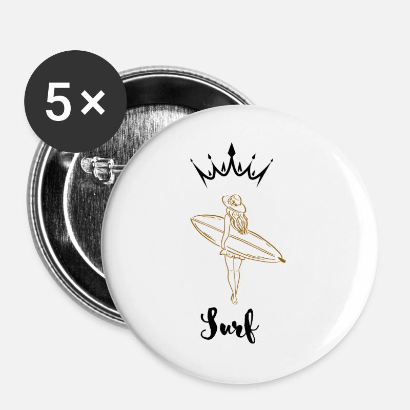 Golden retro surfer - Buttons large 2.2''/56 mm (5-pack) - white
