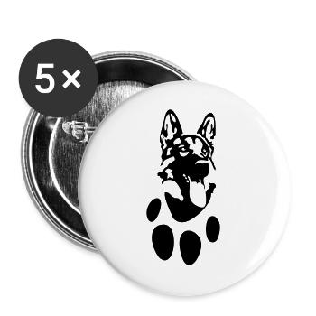 German Shepherd Head & Paw Design for Shirt and Hoody - Buttons large 2.2''/56 mm (5-pack) - white - Front