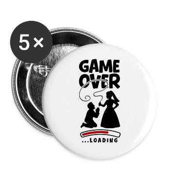 Game Over Hochzeit Ehepaar - Buttons groß 56 mm (5er Pack) - Weiß - Vorne