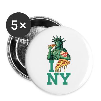 I Love NY Pizza Funny Food Lover Statement - Buttons large 2.2''/56 mm (5-pack) - white - Front