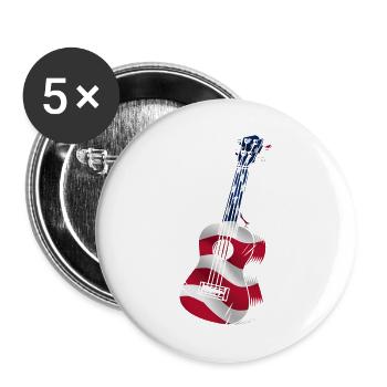 Hawaiian Ukulele Uke American Flag - Buttons large 2.2''/56 mm (5-pack) - white - Front