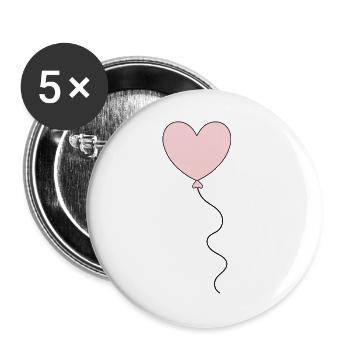 Valentines Pink Heart, Valentine's Day - Buttons large 2.2''/56 mm (5-pack) - white - Front