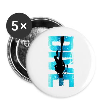 Taucher Design Retro Dive Outfit Geschenk - Buttons groß 56 mm (5er Pack) - Weiß - Vorne