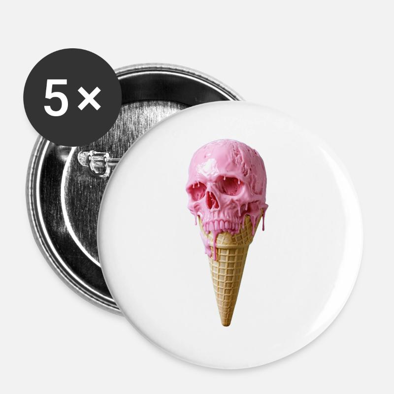 Pink Skull Eiscreme Kunst - Buttons large 2.2''/56 mm (5-pack) - white