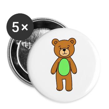 Cuddly Bear Green Belly Cartoon - Buttons large 2.2''/56 mm (5-pack) - white - Front